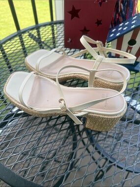Abercrombie & Fitch Cream Espadrille Wedge Sandals
